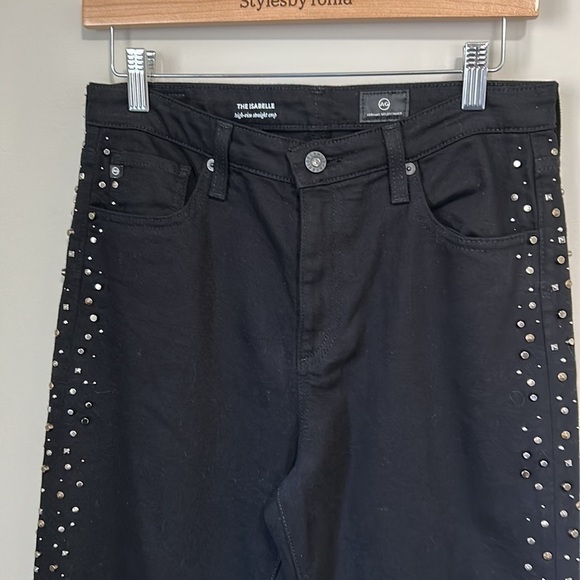 AG Adriano Goldschmied Isabelle High Rise Straight Leg Black Meteor Shower NEW - Picture 7 of 15